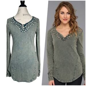 Free People | Women | Luna Embroidered Crochet Eyelet Long Sleeve Top | Medium